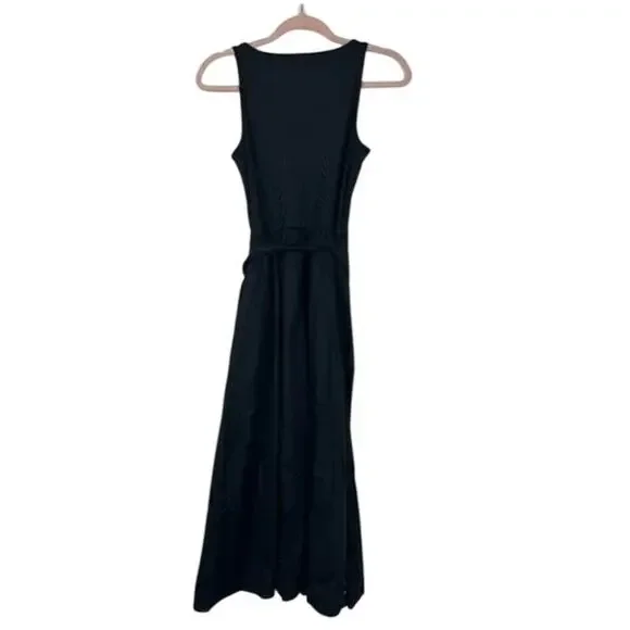 White House Black Market Dress Size L NEW Black Sleeveless Mixed Media Midi WHBM - Picture 3 of 6